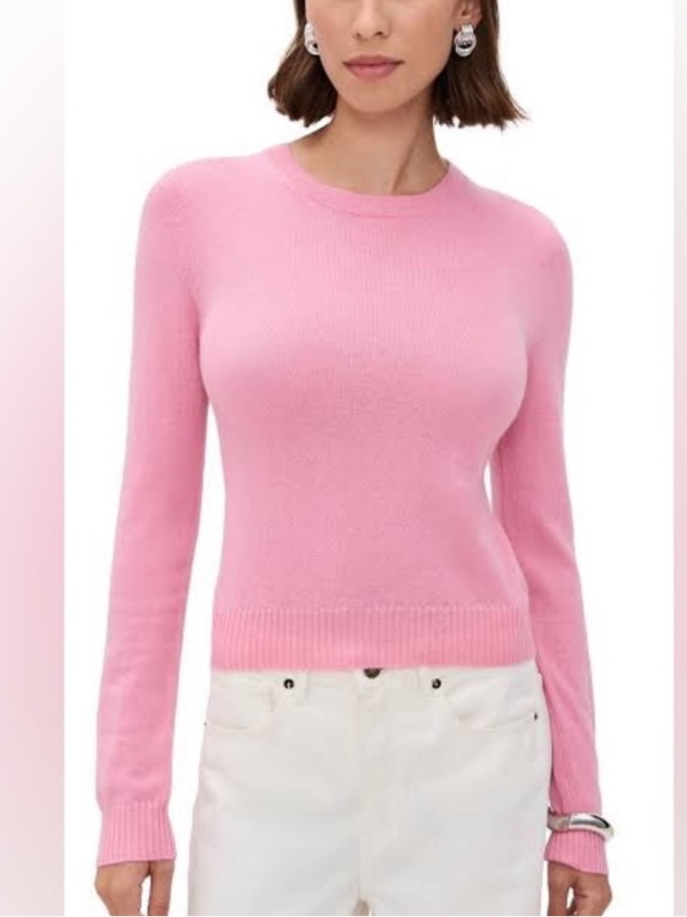 Reformation Lola Crew Neck Pink Women's Cashmere Sweater Size Small